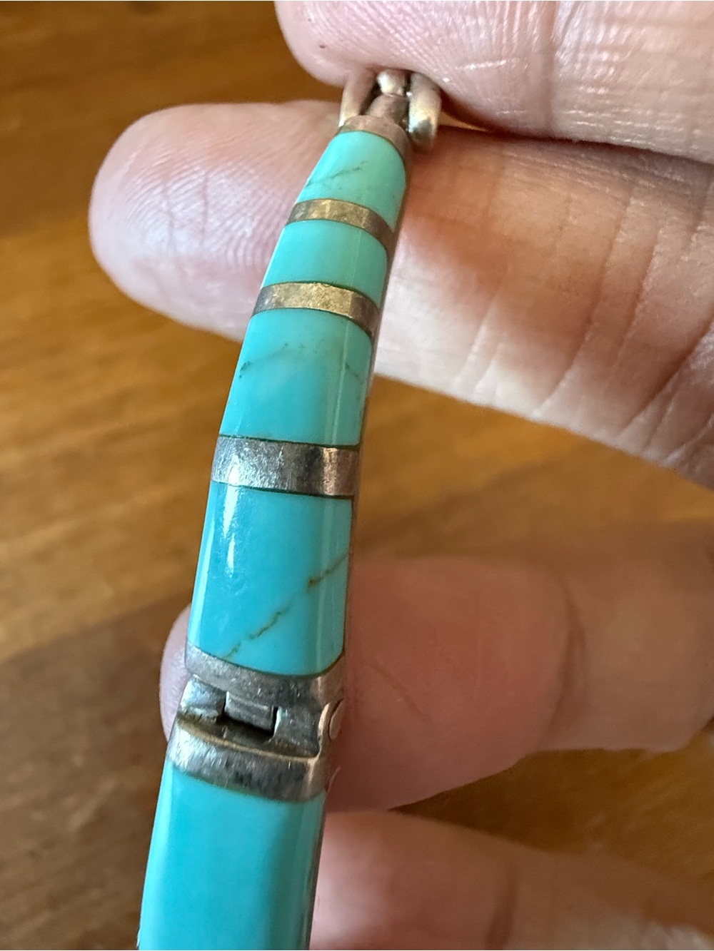 Sterling Silver and Turquoise Inlay Bracelet - Mexico